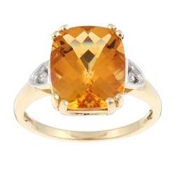 10k Yellow Gold Citrine and Diamond Ring  