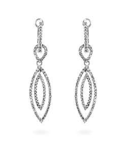14k White Gold 3/4ct TDW Diamond Dangle Earrings  Overstock