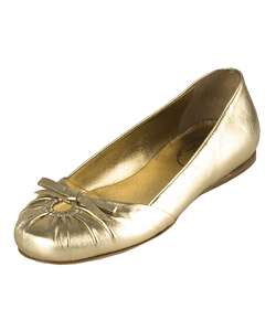 Prada Gold Leather Keyhole Ballerina Flats  Overstock