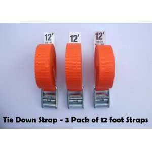   Down and Cargo Straps  3 Pack of 12 Foot Straps