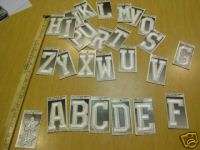 EMBROIDERED WHITE IRON ON CRAFT BLOCK LETTERS LARGE 3  