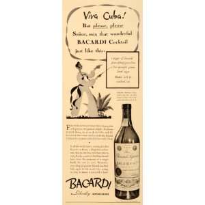 1934 Ad Bacardi Schenley Liquor Antique Bottle Cocktail   Original 