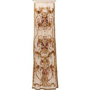  Embroidered Sheer Drapery Panel, Neron Red