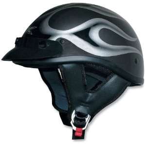  AFX FX 70 Half Motorcycle Helmet Black/Silver Flame 