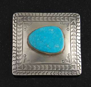   Silver Turquoise Belt Buckle Navajo Native American Mens Jewelry USA