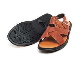 Mens real Leather X Band Buckle Sandals shoes US 6 11  