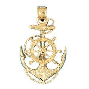   Gold Pendant Anchor with Ships Wheel 7.2   Gram(s) CleverEve Jewelry