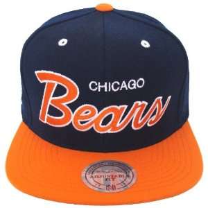 Chicago Bears Retro Mitchell & Ness Script Hat Cap Snapback Navy 