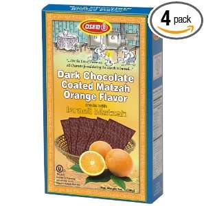 Osem Chocolate Coated Matzah Orange Flavored, 7 Ounce Boxes (Pack of 4 