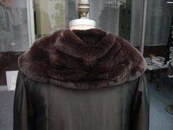 GORGEOUS 53 Fur lined Chinchilla Trim BROWN RAINCOAT M  