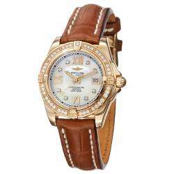 Breitling Womens Windrider 18k Rose Gold and Leather Watch 