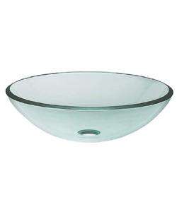16 inch Clear Glass Round Vessel Bathroom Sink  
