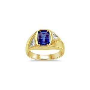  0.015 CT 8x6 Barrelcut Synthetic Sapphire Mens in 14K Two 