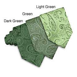 Green Paisley Woven Silk Tie  