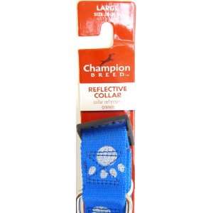   Nylon Dog Collar, Blue With Paw Prints Large, Size 18 26: Pet Supplies