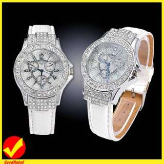 New Womens Ladies Crystal Decor Wrist Watch Silver Tone  