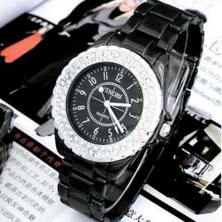   diamond crystal new sinobi BLACK Tungsten Quartz wrist watch SN6