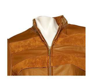 Bradley Bayou Leather & Suede Zip Front Jacket $228 GLD XL  