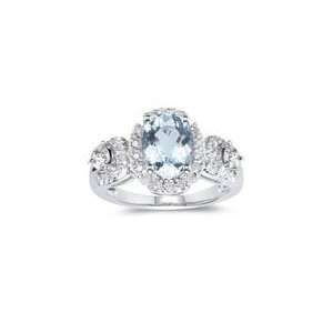 20 Cts Diamond & 1.54 Cts Aquamarine, 0.34 Cts White Sapphire Ring 