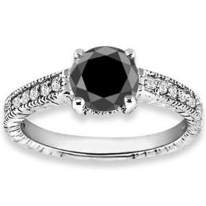  1.07 ctw 14k WG AAA Solitaire Black Diamond with White 