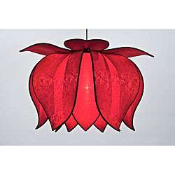 Small Blooming Lotus Red Silk Hanging Lamp (Vietnam)  