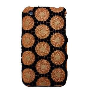 KingCase iPhone 3G & 3GS Felt Covered Hard Case with Glitter Circles 
