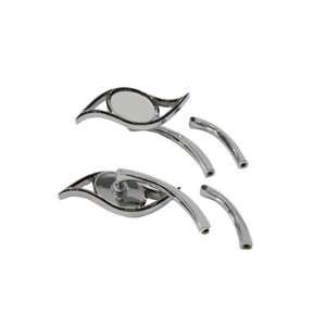  Motorcycle Villain Mirror Set with Curved Stems Chrome 