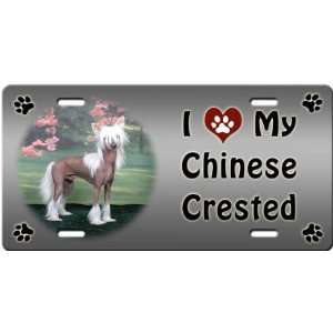  I Love My Chinese Crested   Hairless License Plate Sports 