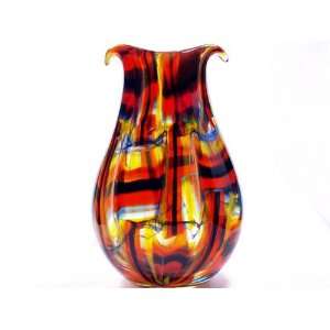   Italian Design Rainbow Amber Mix Huge Glass Vase Patio, Lawn & Garden