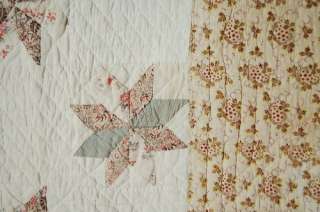   Civil War 1840s Le Moyne Stars Hand Stitched Antique Quilt  