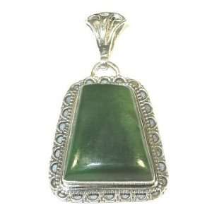  Jade & Sterling Silver Trapezoid Pendant