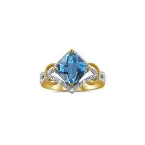  0.03 Cts Diamond & 2.50 Cts Swiss Blue Topaz Ring in 14K 
