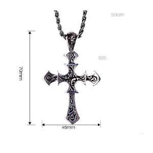 Gothic Cross Pendant Silver Necklace Mens Styles Fine Jewelry (w 