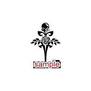 EVIL AND SKULLS CROSS WITH SKULL AND ROSE 12.5 WHITE VINYL DECAL 