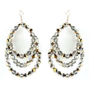   WJ0759   Big Earrings with Shiny Silver Swarovski Elements: Jewelry