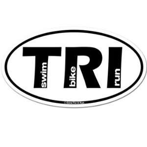 Triathlon TRI Car Magnet   Swim Bike Run Magnet   White  