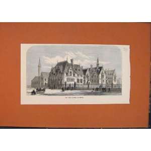  Manchester Owens College Building Old Print 1873