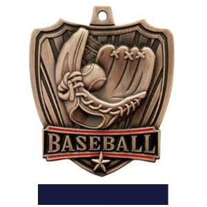 : Hasty Awards 2.5 Shield Custom Baseball Medals BRONZE MEDAL / NAVY 