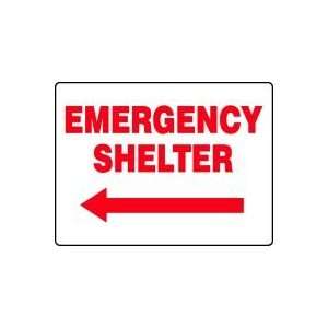 EMERGENCY SHELTER (ARROW LEFT) Sign   18 x 24 .040 Aluminum