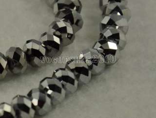 30pcs Silver Plating Faceted Rondelle Glass Bead 8mm  