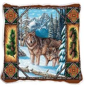  Wolf Lodge Pillow   17 x 17 Pillow