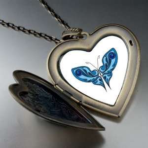  Shades Blue Butterfly Large Pendant Necklace Pugster 
