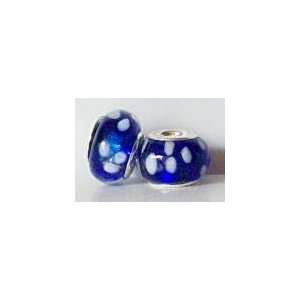   Pandora Style bead: Bright blue w/3D white spots: Patio, Lawn & Garden