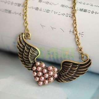   Beads Bronze Wing Necklace Pendant Chain Girl Gift Accessory  