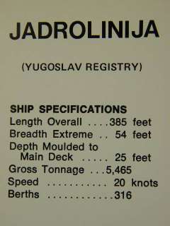Deck Plan Jadrolinija Cruise Ship M/S DALMATIA ISTRA  