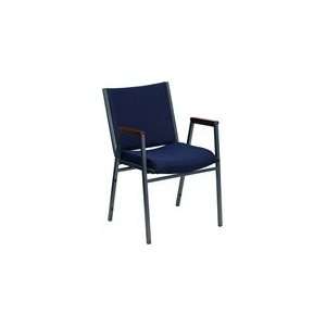 HERCULES Heavy Duty, 3 Thickly Padded, Navy Upholstered Stack Chair 