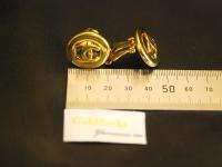 USED Chanel Gold Plated CC logo Earrings Clip On 100% Auth Japan 