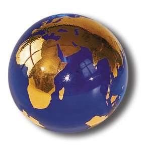  Blue Earth Marble With 22k Gold Continents, Recycled Glass 