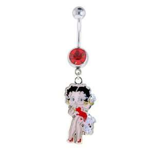   Piercing Jewelry Red Gem Belly Navel Dangle Betty with Pudgy the Dog