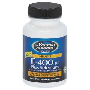  Vitamin Shoppe   E 400 Plus Selenium, 400 IU, 100 softgels 